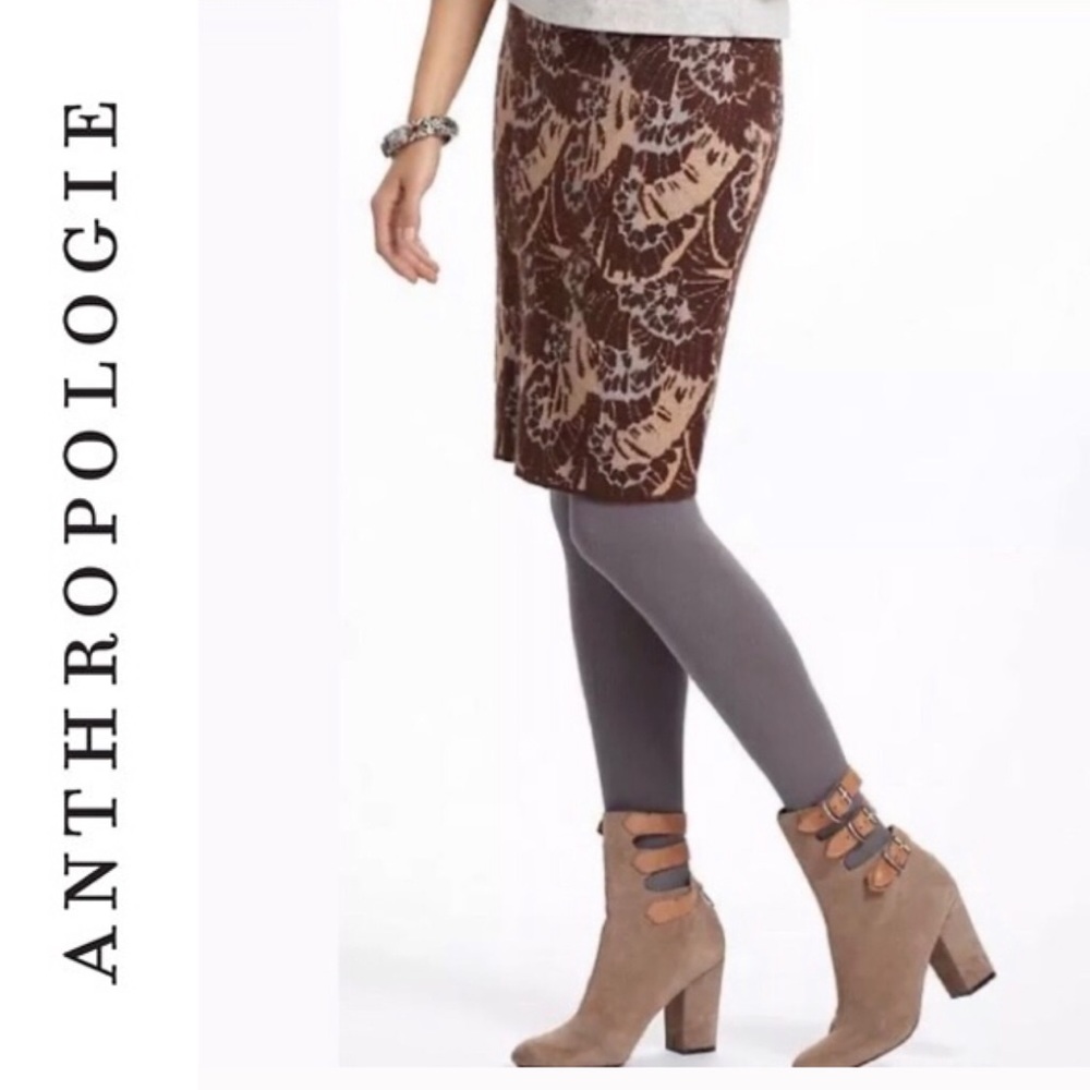 ✨Anthropologie Sparrow Brown Motif Knit Skirt✨